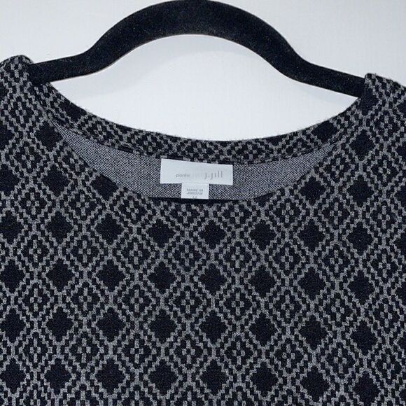 J. Jill Ponte knit grey and black geometric print long sleeve top size Medium - Picture 5 of 9